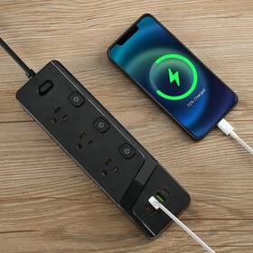 Siyomg 767700509911 Power Strip With Switches 6 Ac Outlets 20w Usb C Charger Ft Extension