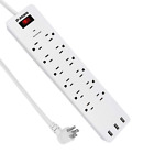 Sk013-white-y Jfegwo Usb Surge Protector With Outlets Flat Plug Power Strips