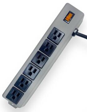 24cb Sl Waber Industrial 6 Outlet Metal Power Strip With 6-foot Cord