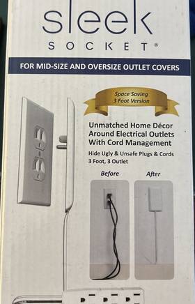 3-m-ovsz-w Sleek Socket Outlet And Plug Concealer Cord Kit With 3ft 3 Power Strip