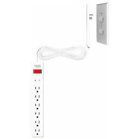 Sleek Socket 313041394367 Inverted 6 Ft. 6-outlet Surge Protector And Plug Concealer With Cord Management