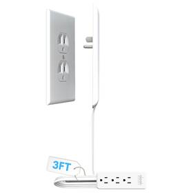 Sleek Socket 682318790226 Ultra-thin Electrical Outlet Cover With 3 Power Strip And