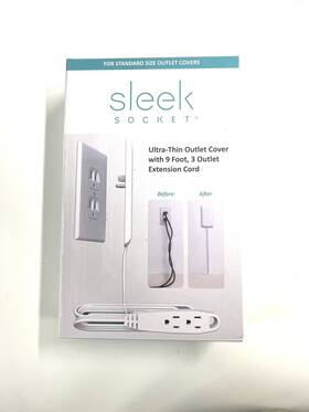Sleek Socket 682318790233 9ft. 3 Outlet Power Strip Universal For Duplex Sizes