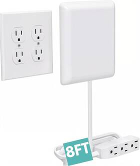 8-q-ovsz Sleek Socket Outlet And Plug Concealer For Wall With Cord 8ft White