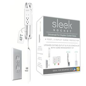 Sleek Socket 850035066034 For A Mounted Tv Ultra-thin Outlet Concealer With Cord Conceale