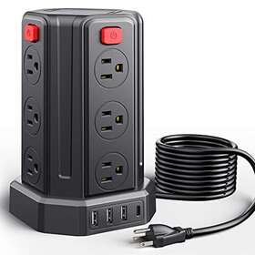 Smallrt 607885542917 Power Strip Surge Protector 10 Ft Extension Cord With 12 Ac Multiple Outlets 4 U
