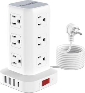 Smallrt 744759160126 Power Strip Tower Surge Protector With Usb 12 Outlets 4 Por