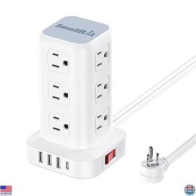 B09qhhtv36 Smallrt Surge Protector Power Strip Tower 12 Outlets 4 Usb 6.5ft Extension Cord