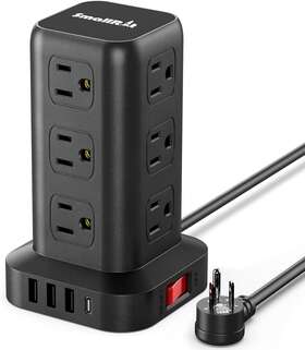 Rtg67u1 Smallrt Extension Cord With Multiple Outlets Surge Protector Power 6.5 Ft Black