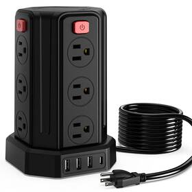 Zyc05 Smallrt Power Strips Tower 12 Outlets Surge Protector 4 Usb Port 10ft Extension Cord