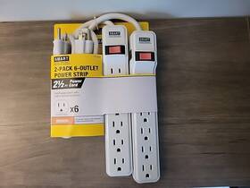 3705608 Smart Electrician 2 Pack 6-outlet Power Strip 2.5 Ft