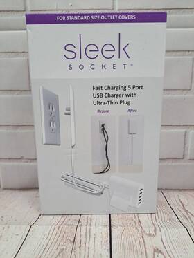 Socket Solutions 682318790097 Sleek Universal For Duplex Outlet Sizes 5 Ports Usb 2.4a - Nib
