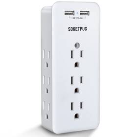 Soketpug 798787523781 Surge Protector Outlet Extender Usb Wall Charger Multi Plug With 2 U
