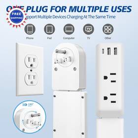 Somosu 739351676144 Outlet Extender Retractable Power Strip 2 Usb A 1 C Ac Outlets Electric