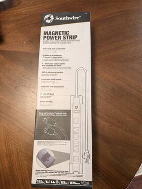 Southwire 5126 Magnetic Power Strip 6 Outlets 6ft Cord Steel