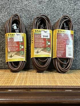 3-stanley Stanley 191607944726 15-ft Long Extension-cord 3 Outlets Indoors Extension 16/2-gauge Brown