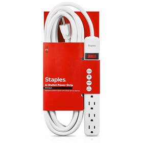 St17649l-cc Staples 15ft Cord 6-outlet Power Strip White 17649 791161