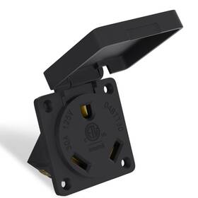 04btt30 Starelo 30amp Rv/ev Power Outlet Nema Tt-30r With Cover 125/250volt 2 Black