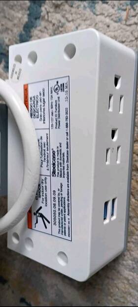 305050.08.09.09 Steelcase White Power Strip 3 Outlets 2 Usb Ports Wall-mountable 6 Ft Cable
