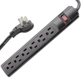 Steren 884645187049 6-outlet Plastic Surge Protector Strip 3ft Cord Right New Black