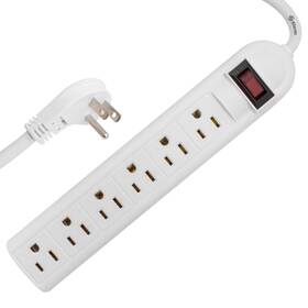Steren 884645187070 Power Strip With 3 Ft Cord Flat Plug Surge Protector White