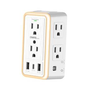 Sl-826sa-2a1c Super Electro Usb Wall Charger Surge Protector 6 Outlet With Night Light