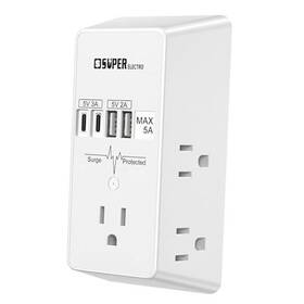 Sl-827sa-2c2a Super Electro Outlet Extender Usb Wall Charger Surge Protector 5 With 4