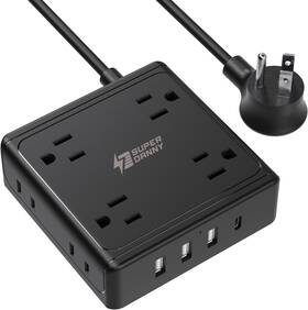 Superdanny 711181340761 Power Strip With Usb Ports 8 Widely Spaced Ac Outlets And 3 Usb-a 1