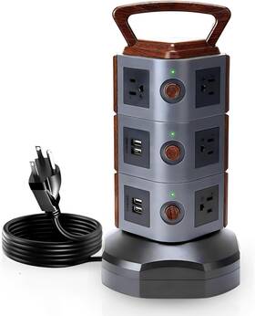 Superdanny Goodscious 445026342308 Surge Protector Power Strip Tower -power Outlet With Usb Ports -extension