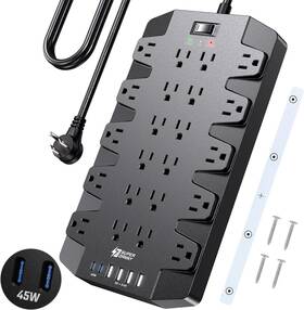 Hc500127 Superdanny Pd 45w Fast Charging Power Strip Surge Protector With 22 Outlet 6 Usb Port