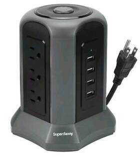 Sd120061241 Superdanny 10ft Surge Protector 9 Outlet Plugs Power Strip Tower With Usb Charging Station