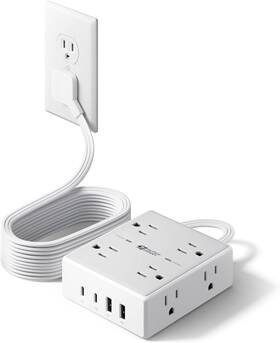 Sdcp04 Superdanny 10ft Extension Cord With Multiple Outlets Flat Plug Surge White