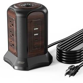 Superdanny138-us Superdanny Power Strip Tower Surge Protector 10 Ft Saddle Brown