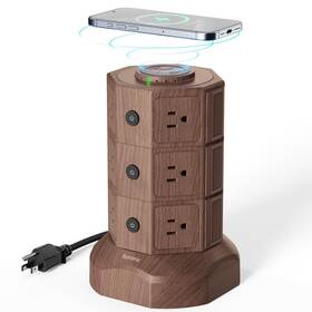 Superdanny186-us Superdanny Power Strip Tower With 15w Wireless Charger 1050j Surge Protector