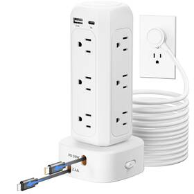 Ys-06 Superone 2025 Upgraded Power Strip Tower With Retractable Charging Cable Surg