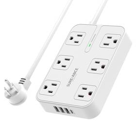 1050j Sureance 740111739863 Surge Protector Power Strip - 6 Outlets 3 Usb-a Ports 1 Usb-c