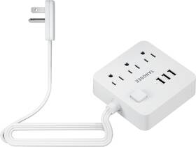 Ts-1018-tpm01-wh Tanosee Power Strip Extension Cord 5 Ft Flat Plug With 3 Outlets Usb For Home Office