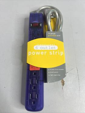 Target 014227004703 6-outlet Power Strip 3ft Cord - Translucent Blue 15amp Awg 14/3 Model 470