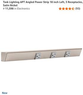 Apt18-3g-p-sn-l Task & Lighting And Apt Angled Power Strip 18 Inch Left 3 Grey Receptacles Satin Nickel