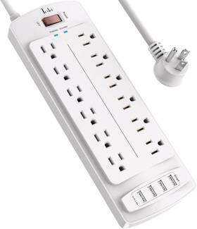 Tcstei 705353882128 Power Strip Surge Protector With 12 Outlets And 4 Usb Ports 6 Feet Exte