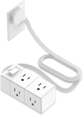 Fn-402d Tcstei Ultra Flat Plug Power Strip 5ft Extension Cord With 5ft/none Usb White