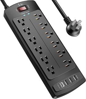 Ps953 Tcstei Power Strip Surge Protector With 12 Outlets And 4 Usb Ports 6 Feet Exte