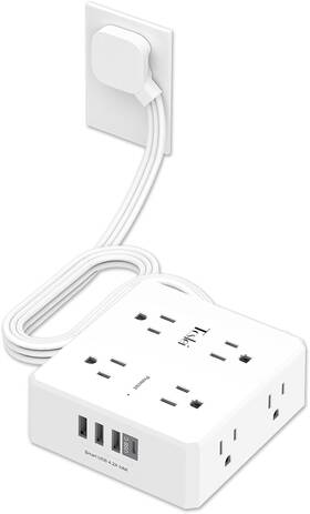 Tcstei Store 313087834896 6 Ft Flat Extension Cord Ultra-thin Plug Surge 3-sided 4 Usb 1