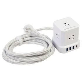868257 Tech Impressions Cube 9-device Surge Protector With 10ft Cord White
