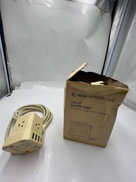 868257271 Tech Impressions Power Strip Cube Usb Beige 5 Outlet 3 Usb-a 1 Usb-c