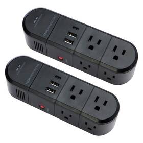 8870126 Tech Impressions 2-pack Swivel Power Strip And Surge Protector - Black