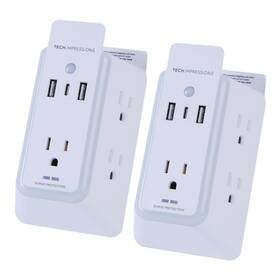 887127 Tech Impressions 2-pack Wall Tap Surge Protectors With Night Light