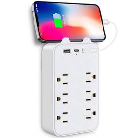 Techelegance 711181941388 6 Outlet Surge Protector With Usb And Usb-c Fast Charging