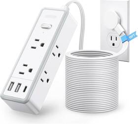 Technology Co. Ltd 313021692667 Flat Plug Power Strip 15 Ft Extension Cord Surge Protector 6 Widely Ac Outlets Technology Co. Ltd 313021692667 Flat Plug Power Strip 15 Ft Extension Cord Surge Protector 6 Widely Ac Outlets