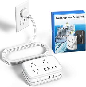 Technology Co. Ltd 313048567504 Travel Power Strip Flat Plug With 6 Outlets 4 Usb Ports 2 C